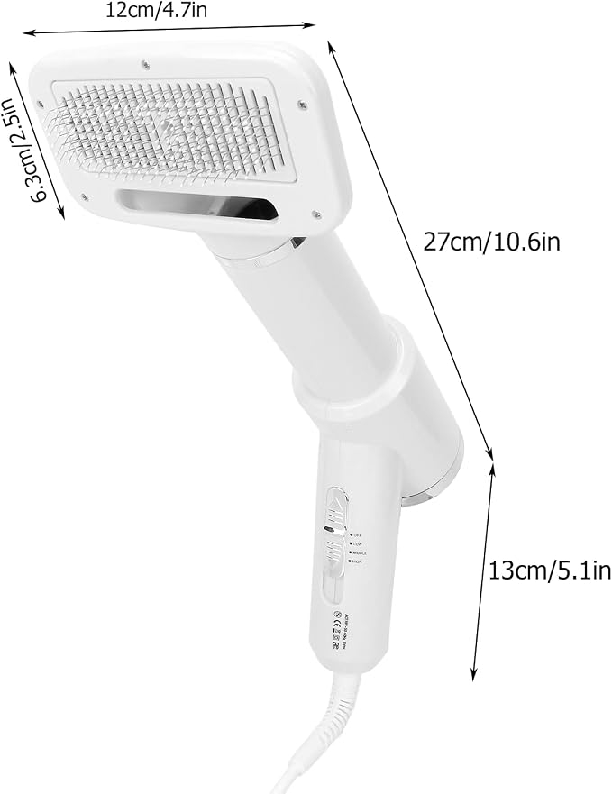 Dog Hair Dryer with Slicker Brush, Portable Dog Blower,Ergoesnomic Electric Grooming Blower with 135° Textile Needle Comb for Cats & Dogs - US Plug 110V