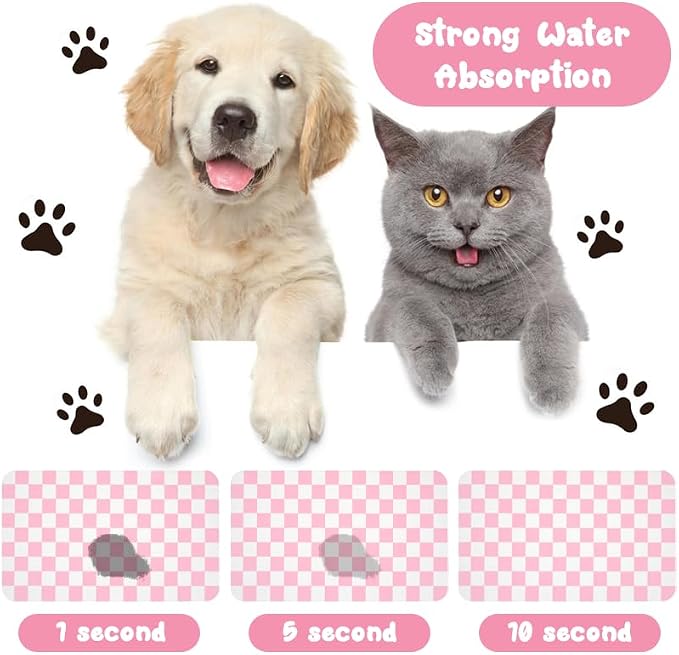 Dog Food Mats for Floors Waterproof, Pet Water Bowl Mats Pet Feeding Absorbent Placemats Plaid 16 * 24 inch