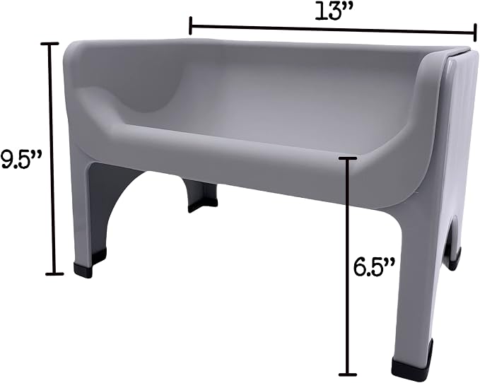 Fluff Trough Elevated Dog and CAT Feeder, Gray, X-Large