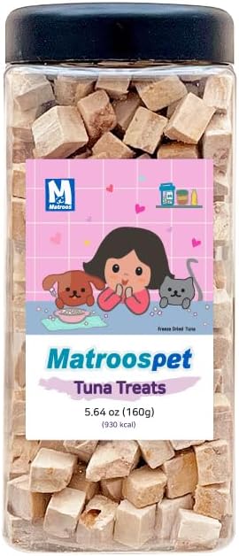 Matroospet Freeze Dried Raw 100% Natural Single Ingredient Tuna Dog and Cat Treats, 5.64 oz | Healthy Weight Control Training | Wild Caught, High Protein, Gluten Free, Grain Free