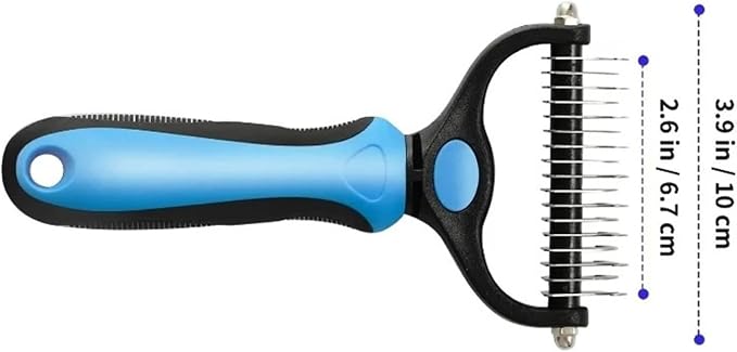 Pet Deshedding Brush & Cat Comb – Tool for Dogs & Cats, for All Coats(Blue)