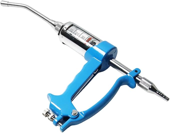 50ml Adjustable Veterinary Metal Liquid Feeding Dispenser, Continuous Dosing Applicator for Sheep, Cow, Pig, Horse | Heavy-Duty Reusable Livestock Supplementation Tool