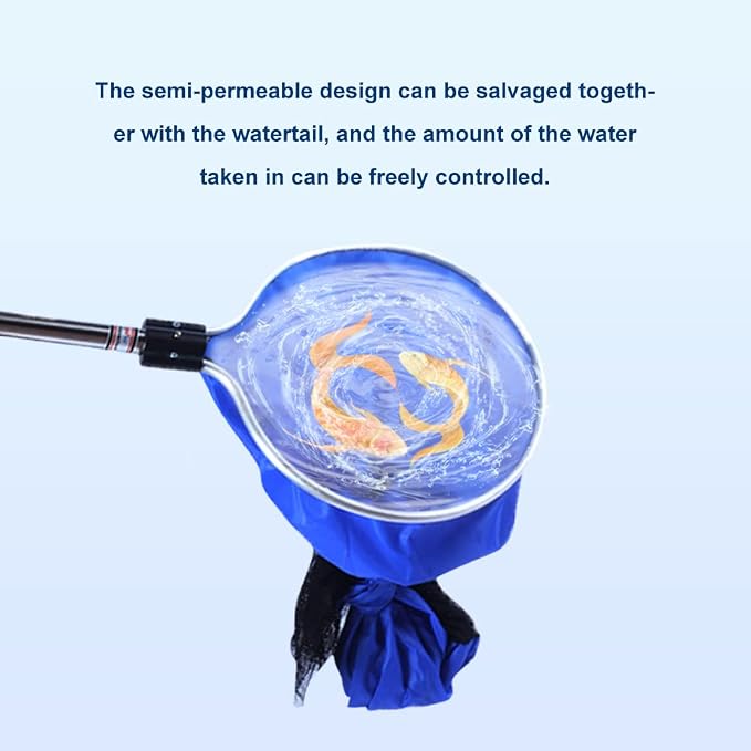 Koi Fish Tank Net, Semi-Permeable Fishing Soft Lightweight Mesh Basket Aquarium Netting Long Handle Large Koi Sock Net for Large Fish Eggs Safety, Isolating, Transfer