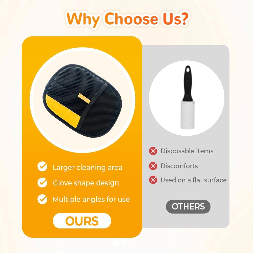 Pet Hair Removal Glove for Cats & Dogs, 2025 Upgrade Pet Hair Remover Glove, Electrostatic Pet Hair Removal Gloves for Dogs and Cats, Reusable Pet Hair Remover Glove (3)