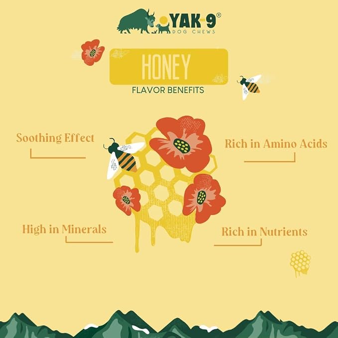Yak9 Himalayan Yak Cheese Dog Chews, Honey & Spirulina | High Protein Treats, High Fiber, Rawhide Free, Long Lasting Treats | Medium Flavored Yak Chews, 2 PC