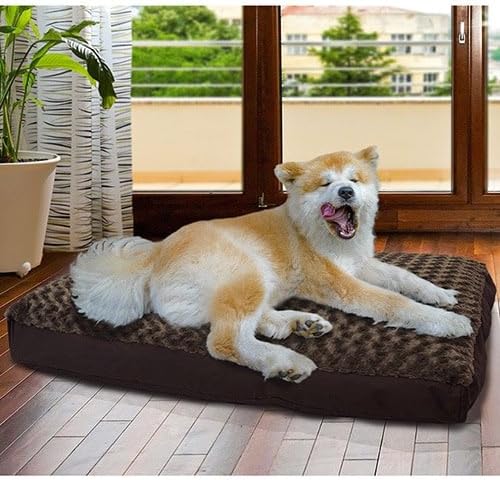Furhaven Pillow Dog Bed for Medium/Small Dogs w/ Removable Washable Cover - Ultra Plush Faux Fur & Suede Mattress - Chocolate, Medium