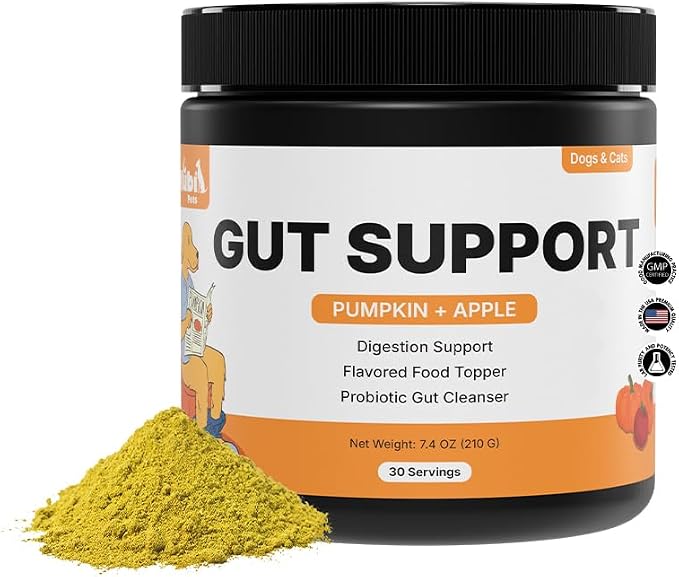 Pumpkin Gut Support for Dogs – Digestive Health Supplement with Natural Fiber & Probiotics, 30 Servings | Kubi Pets (30)