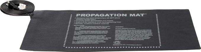 Dirt Genius Hydrofarm, 19006, Measures 8.88" x 19.5" UL Listed Propagation Mat 17 Watt, 8.875" x 19.5", Black