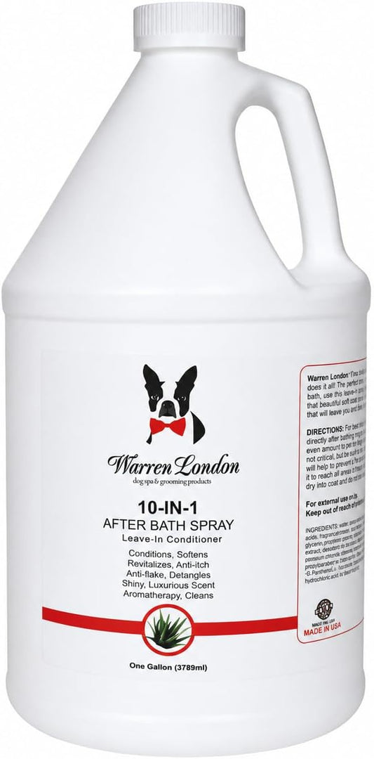 Warren London 10-in-1 After Bath Dog Spray | Dog Leave in Conditioner and Detangler | Pet Grooming Spray with Aloe Vera, Silk Amino Acids and Green Tea Extract | Made in USA | 1gal