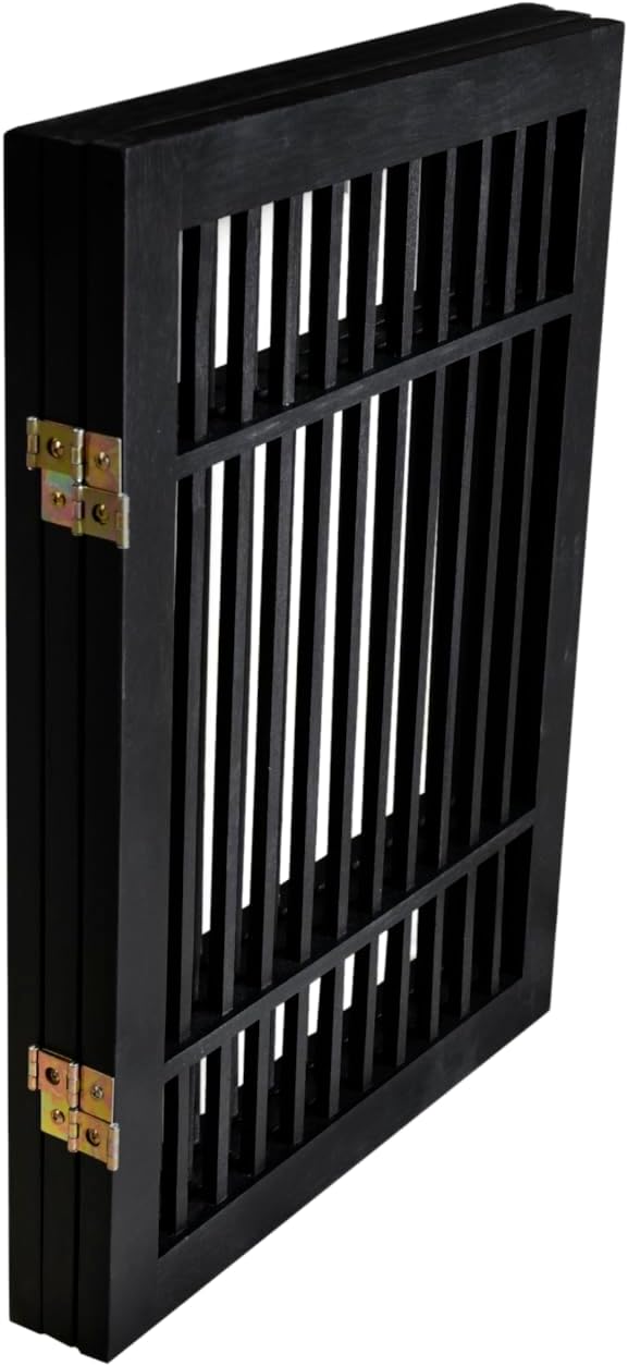 Urnporium Freestanding Wooden Dog Gate – Folding Acacia Hardwood Pet Barrier with 2-Way Hinges, Portable Indoor Outdoor Puppy Safety Fence for Doorways, Hallways (Black Pet Gate, 3 Panel 24" Tall)
