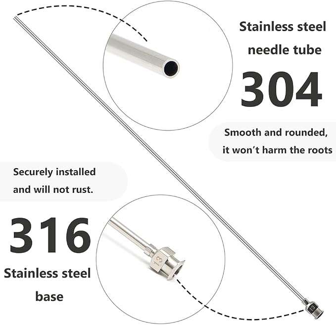 LINLAN 19.6-in Stainless Steel Aquarium Plant Fertilizer Injector Kit - Includes a Stainless Steel Long Needle and Two Syringes (5 ml + 20 ml) for use with Aquatic Plants.