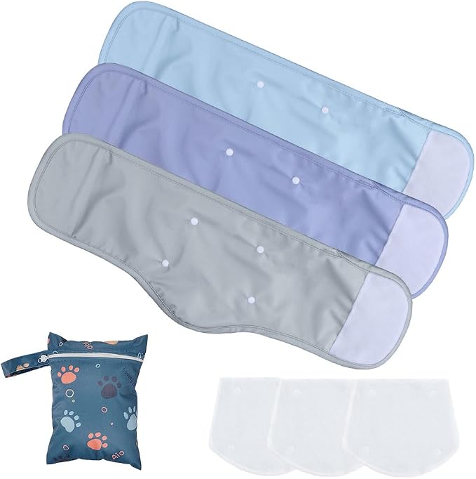 AIO Male Belly Bands for Dogs - Dog Diapers Male -Belly Bands for Male Dogs- High Absorbing Dog Wraps Washable - Reusable Large Doggy Doggie Puppy Dog Diapers