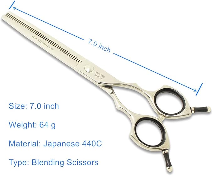HASHIMOTO Curved Scissors for Dog Grooming, Dog Blending Scissors, Light Weight, Professional or DIY at home.