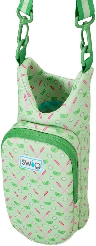 Swig Life Water Bottle Sling Bag, Water Bottle Holder with Adjustable Strap, Carrier Bag with Zippered Phone Pocket, Holds 36oz (Tee Time)