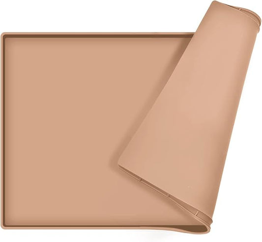 Dog Food Mat,Silicone Waterproof Food Tray,Non Slip Pet Bowl Mats Placemat,0.8" Raised Edge,Suitable for Most Small and Medium Sized Pets,28" x 18"