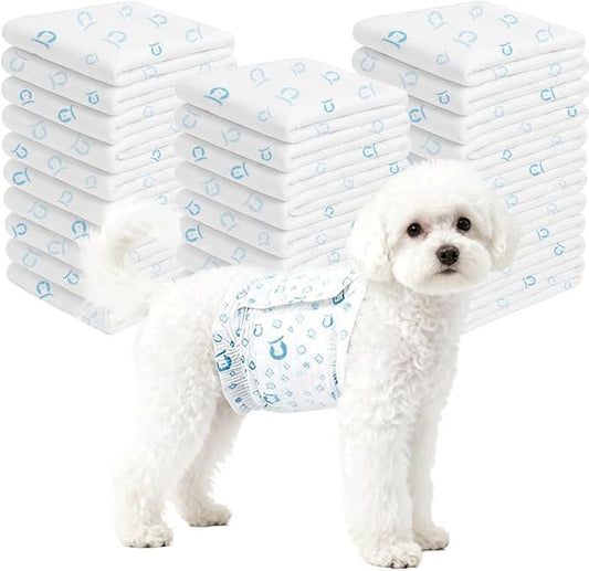 90 Count Dog Diapers Male, Disposable Small Male Dog Wraps Super Absorbent Puppy Doggie Diapers for Heat Excitable Urination Incontinence Waist 11-16.5 inch Small Dog - Blue
