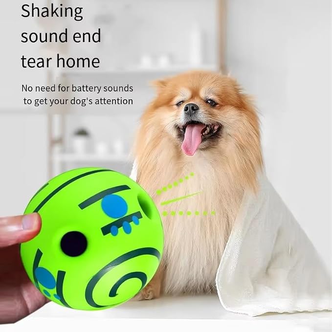 Wobble Giggle Ball for Dogs Durable Interactive Dog Toys for Small Medium Large Dogs (Green/Yellow, XL/5.12 inch)
