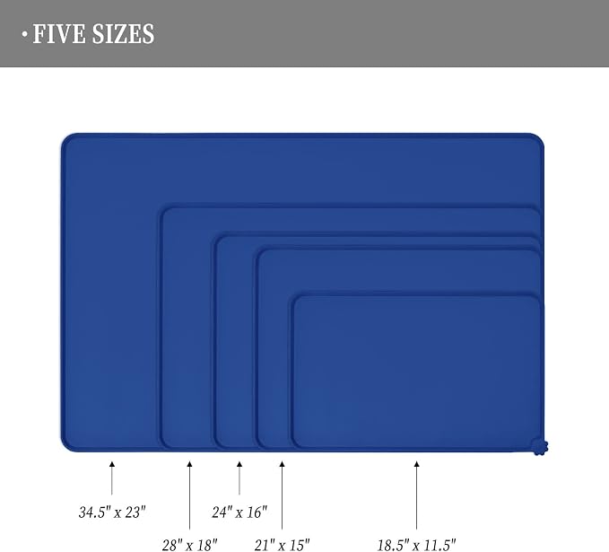 Reopet Silicone Pet Feeding Mat - Waterproof & Non-Slip Dog Cat Placemat | High Raised Edges Prevent Food & Water Spills to Protect Floors, Easy to Clean, Fit for Dog Cat Bowls