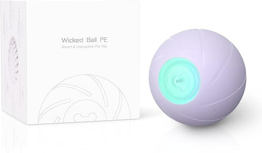Cheerble Intelligent Interactive Dog Toy with LED Lights, Wicked Ball PE, Automatic Moving Bouncing Rotating Ball for Medium/Large Dog (Purple, L)