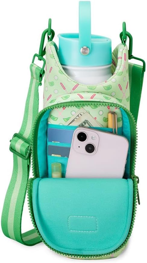 Swig Life Water Bottle Sling Bag, Water Bottle Holder with Adjustable Strap, Carrier Bag with Zippered Phone Pocket, Holds 36oz (Tee Time)