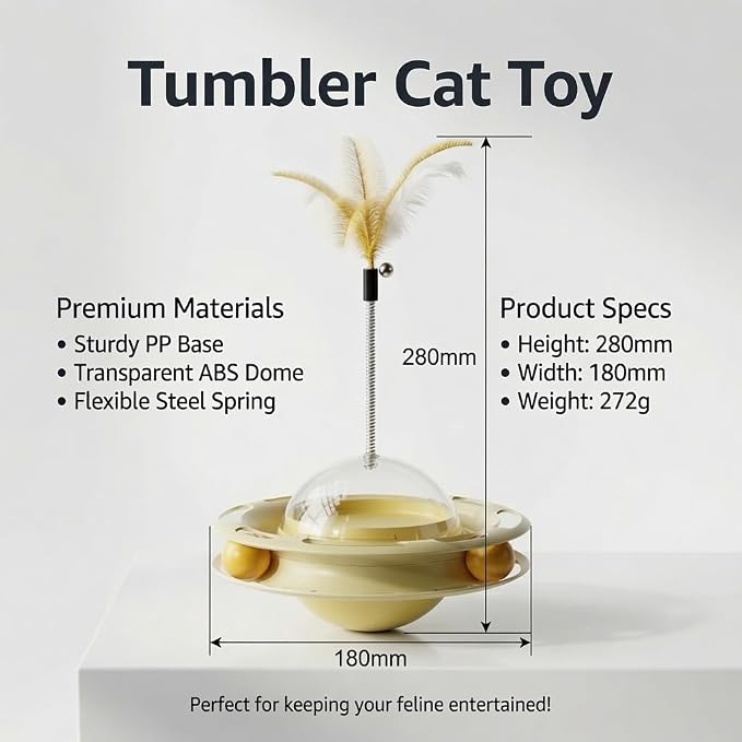 Cat Ball Track, Cat Toy for Indoor Cats Wobble Treat Dispenser Ball Kitten Food Dispenser & Puzzle Feeder Balls & Enrichment Toys & Mental Stimulation Interactive Brain Game