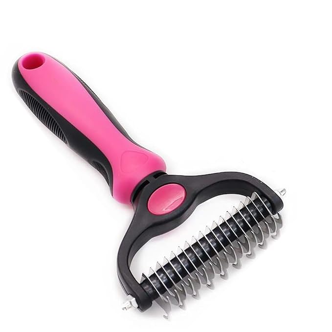 Nvroome ShdAway Professional Deshedding Tool - 2026 New Undercoat Rake Pet Brush Removes Tangles Knots (Rose)