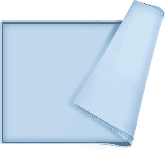 Dog Food Mat,Silicone Waterproof Food Tray,Non Slip Pet Bowl Mats Placemat,0.8" Raised Edge,Suitable for Most Small and Medium Sized Pets,28" x 18"