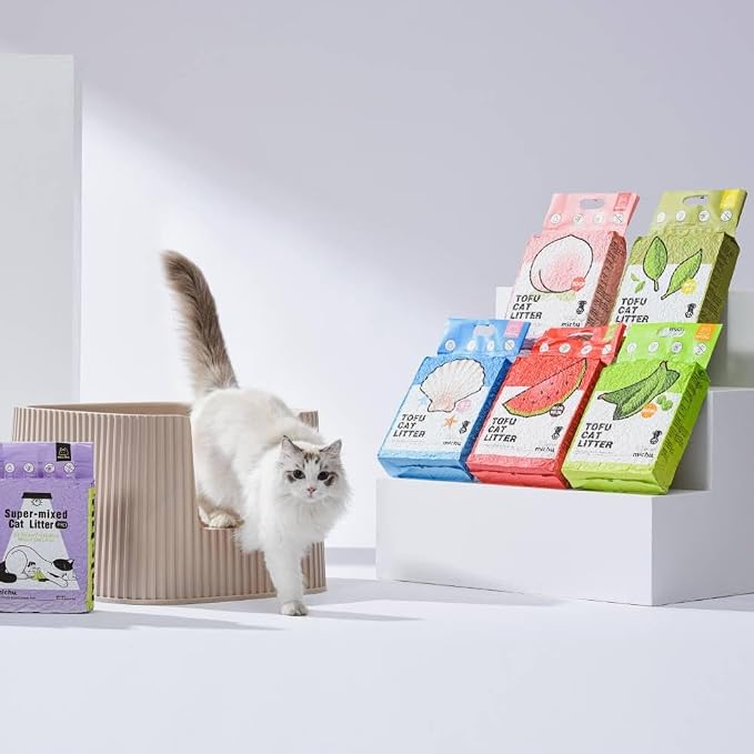 Michu Tofu Cat Litter Natural Clumping Tofu Cat Litter, Fast Clumping and Easily Scoop-able 5.5lb/88oz 5 Scents - Watermelon, 2 Pack