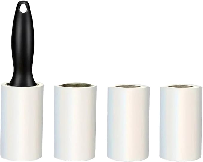 Sticky Lint Roller for Pet Hair,– Removes Fur from Clothes, Furniture & Carpets, Adhesive Cleaning Tool(1 Handle 4 Paper)