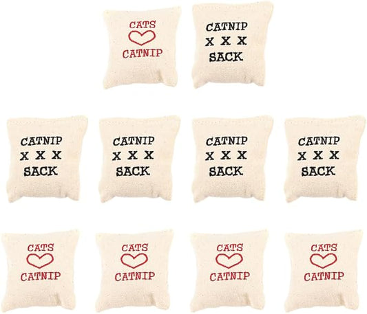 BESPORTBLE Catnip Toys for Cats 10 Pack Canvas Sachets Stuffed with Catnip Interactive Cat Toy Set for Kittens Indoor Play Helps Reduce Furniture Scratching Pet Supplies