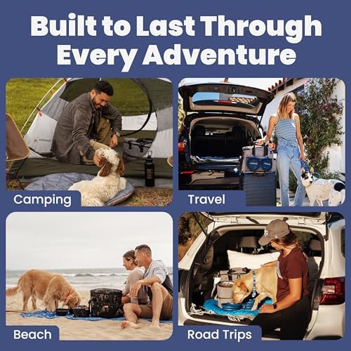 Rubyloo Original Doggy Bag (Paw Print) & 32oz Insulated Water Bottle with Attached 8oz Bowl (Dog Dad) – Dog Travel Bag & Hydration Set