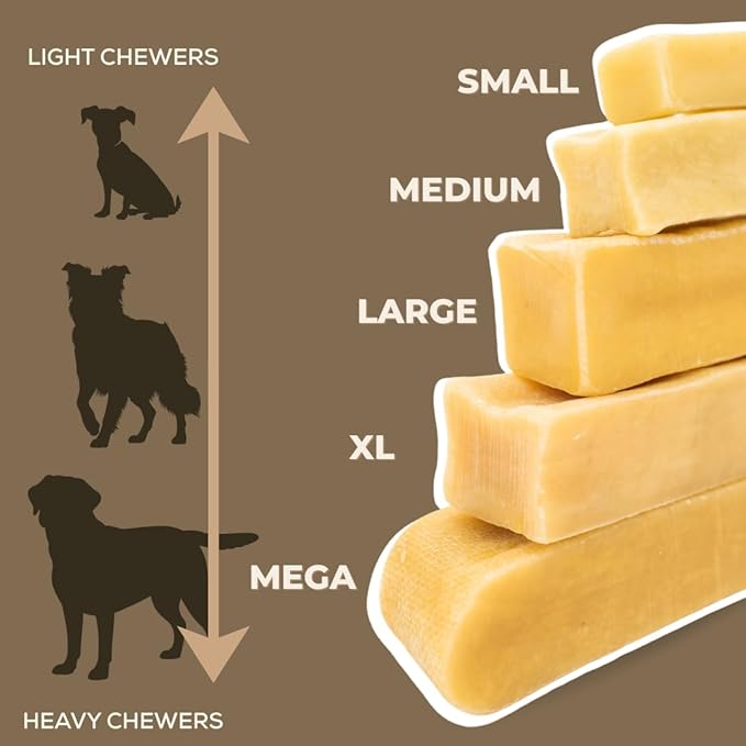 Bully Bunches Mega Authentic Yak Cheese Himalayan Chews for Giant Dogs & Super Aggressive Chewers - All Natural Dog Treat Dental Chews, Made with Real Yak Milk - Lactose & Rawhide Free (4 PK)