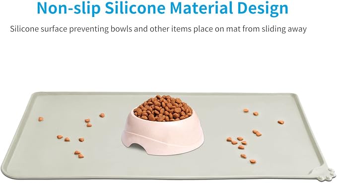 AUDWUD Silicone Waterproof Pet Feeding Mats,Anti Slip Bowl Pad, Dog Mat for Food and Water