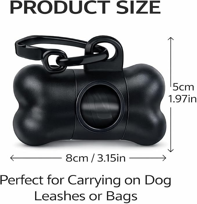 Dog Poop Bag Holders For Leashes Carabiner, Poop Bag Dispenser Unscented Biodegradable,21 Pcs Bone Shaped Doggy Waste Bags