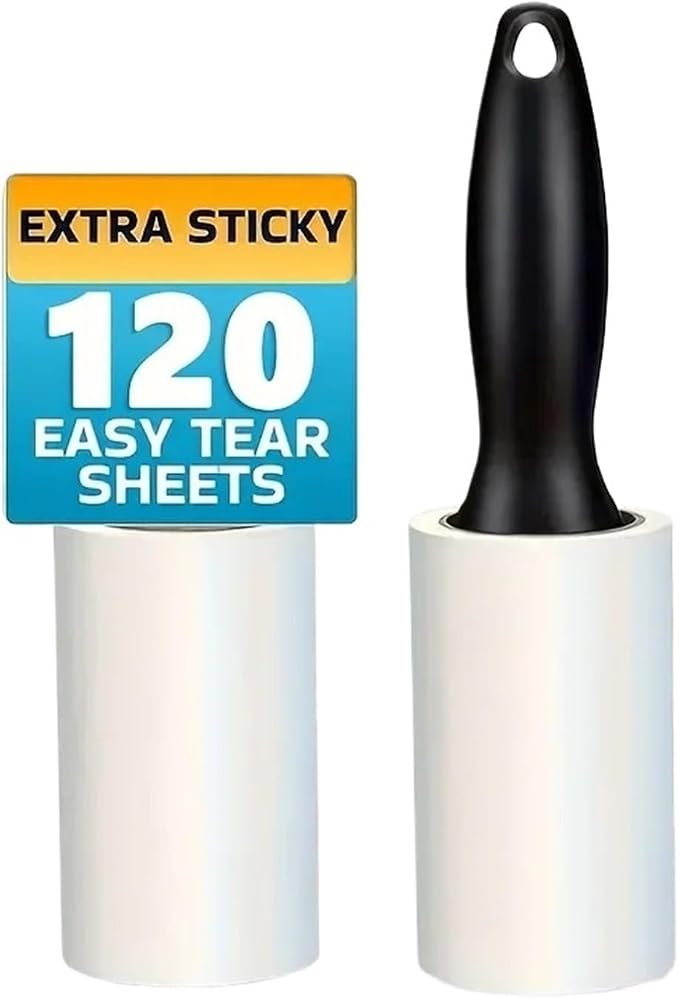 Sticky Lint Roller for Pet Hair,– Removes Fur from Clothes, Furniture & Carpets, Adhesive Cleaning Tool(1 Handle 2 Paper)