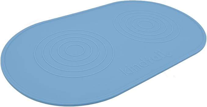 KindTail Dog & Cat Food Mat - Waterproof, Food-Grade Silicone Pet Placemat for Feeding & Water Bowls - Raised Edges Protect Floors - Non-Slip Grip - Dishwasher Safe - 19 x 11 Inches, Light Blue