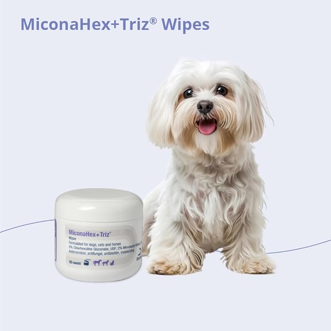 MiconaHex+Triz Wipes,2.25" round for Dogs,Cats and Horses,jar,50 Count (Pack of 2)