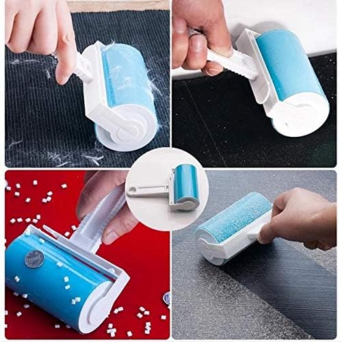 Reusable Lint Remover Washable Silicone Dust Wiper Cats Dog Pet Hair Cleaning Brush Tools Sticky Roller(White-Dinosaur Doodle4)