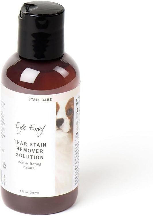 Eye Envy Tear Stain Remover Solution for Dogs. Gentle, Natural, Safe. Cleans Tear Stains. Recommended by AKC Breeders, Handlers, Groomers. 4 oz. Made in USA