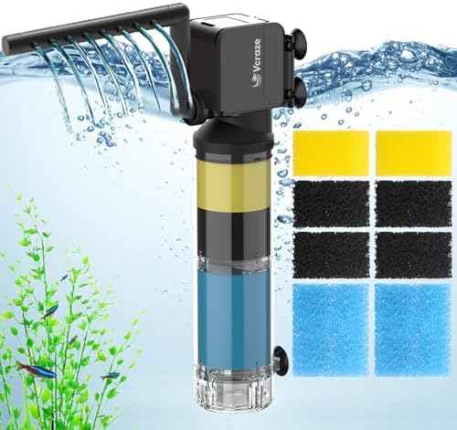 3-Stage Submersible Aquarium Filter & Replacement Filter Sponges (Including 2 x Coarse Sponge, 2 x Fine Sponge & 4 x Carbonized Sponge)