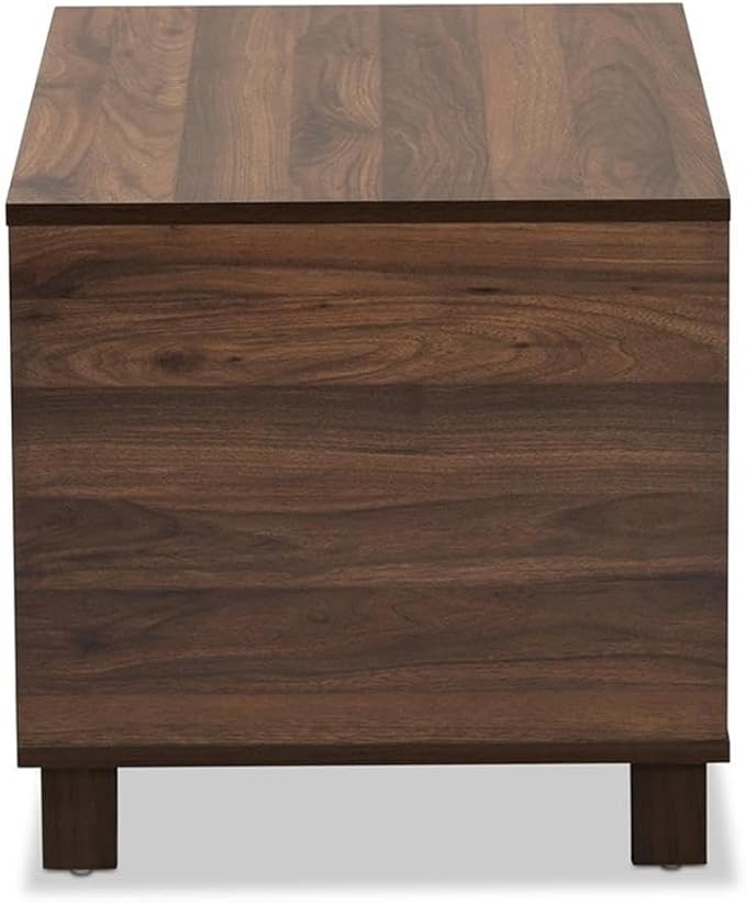 Baxton Studio Eckhart Modern and Contemporary Walnut Brown Finished Wood Cat Litter Box Cover House