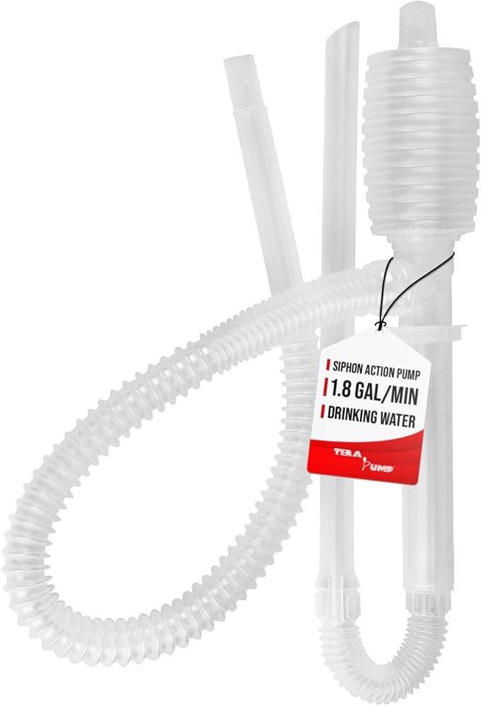 TERA PUMP Versatile Flexible Siphon Pump | Manual BPA-Free Water, Beer, Wine, Gas Hand Fuel Pump for Kerosene, Oil and more