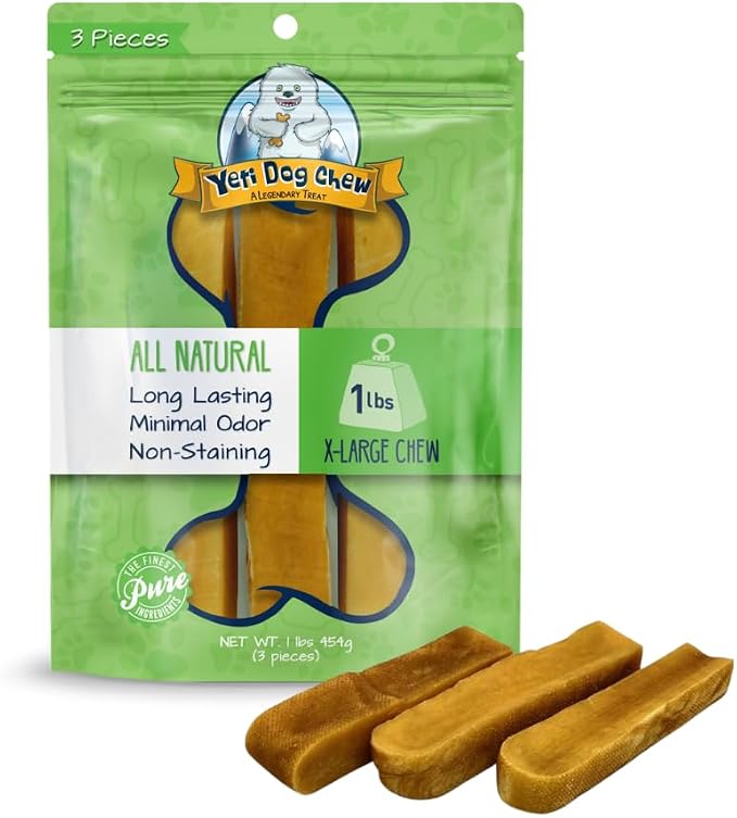 Yeti Dog Chew - Yak Cheese Himalayan - Healthy Long Lasting - Yak Chews for Large, Medium and Small Dogs - Yak Bones for Dogs - Natural Yak Cheese - X-Large, 3 Pieces, 1 LB