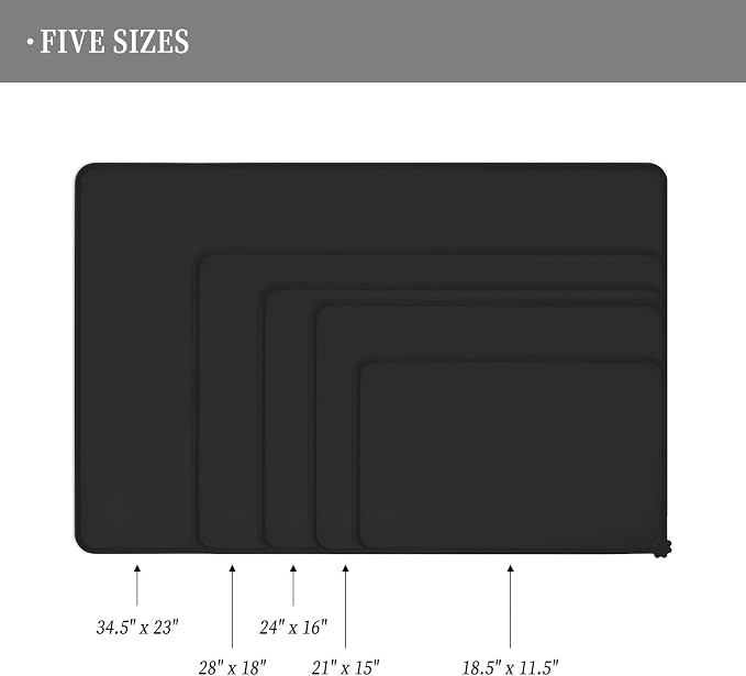 Reopet Silicone Pet Feeding Mat - Waterproof & Non-Slip Dog Cat Placemat | High Raised Edges Prevent Food & Water Spills to Protect Floors, Easy to Clean, Fit for Dog Cat Bowls