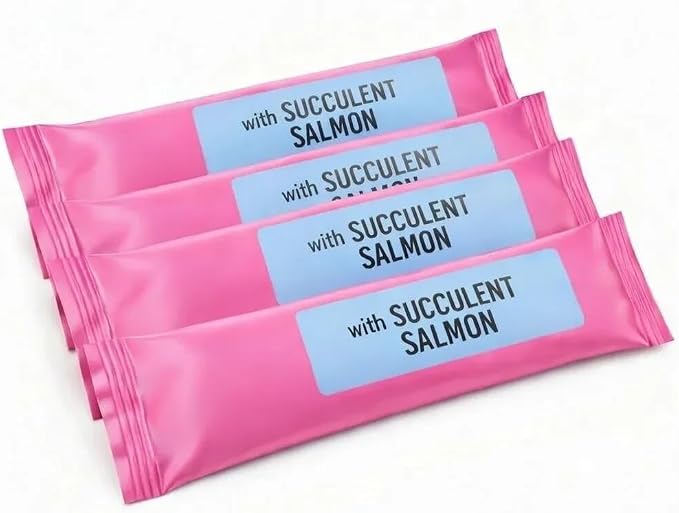 Lickable Cat Treats Squeeze Up - Salmon Flavor Grain Free for Kittens - 4 Count Kitten Treats Cat Food Topper Cat Tube Treats Lickables Cat Puree Squeeze Ups for Cats Low Calorie Indoor Cat Snacks