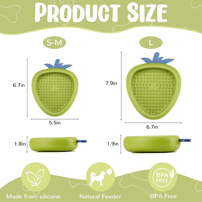 Freeze Dog Lick Bowl, Animire Non-Slip Slow Feeder Lick Mat for Dogs, Silicone Dog Enrichment Bowl for Distraction Anxiety Relief Boredom, BPA Free, Dishwasher Safe(Green,S)