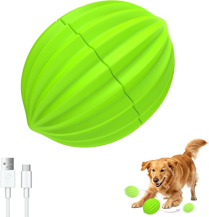 Yipetor Smart Interactive Dog Toy Ball,【Alemon Balls】 Automatic Moving Vibrating Oval Dog Ball, Gentle Bouncing & Self Rotating, Type-C Rechargeable Dog Toys to Keep Medium Large Dogs Busy, 3 Inch