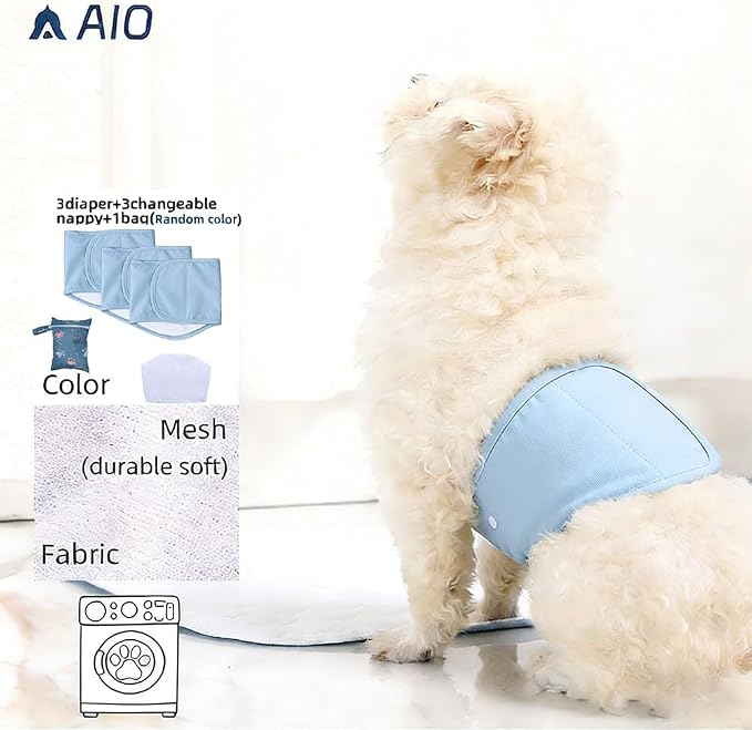 AIO Male Belly Bands for Dogs - Dog Diapers Male -Belly Bands for Male Dogs- High Absorbing Dog Wraps Washable - Reusable Large Doggy Doggie Puppy Dog Diapers