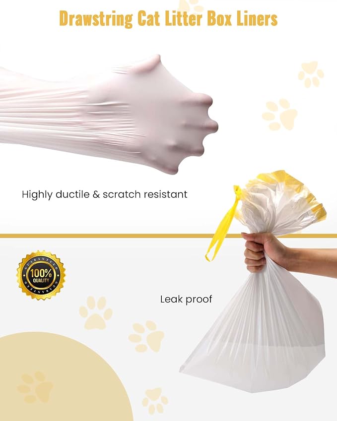 KONE Cat Litter Box Liners, 30 Count Jumbo Extra Durable Large Drawstring Kitty Litter Pan Bags Cat Waste Litter Bags Pet Cat Supplies 36" x 18"
