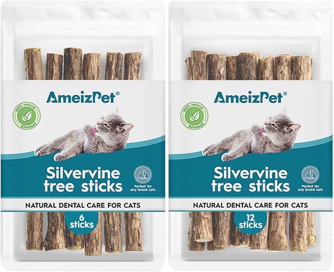AmeizPet Silvervine Sticks for Cats 6 pcs & 12 pcs Packages
